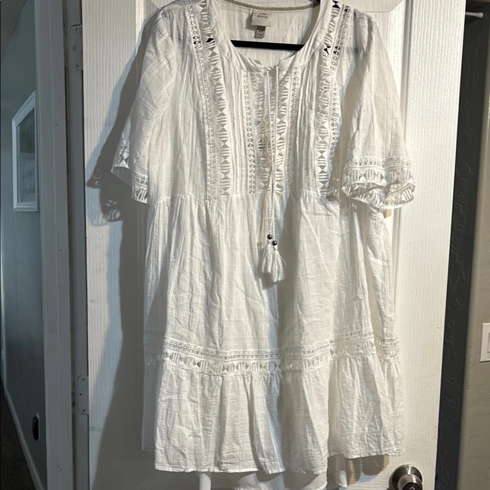 Knox Rose White Boho Tunic Dress - Picture 2 of 10